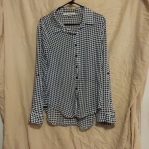 Gingham Print Chiffon Top